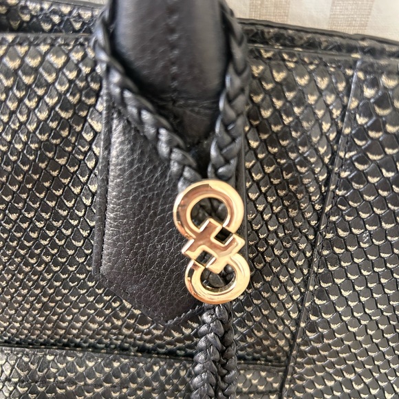 Cole Haan Mila Leather Black with Pewter Tote Bag. Work Office Laptop Bag - Picture 6 of 10